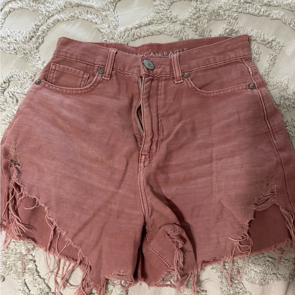 American Eagle Outfitters Pink Distressed Jean Shorts